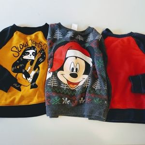 Lot of 3 Boys sweatshirts Christmas Mickey